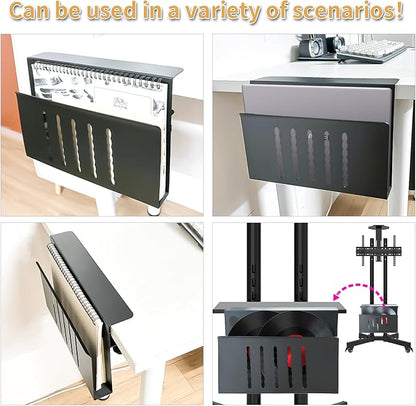Desk Side Storage, Under Desk Storage, No Drill Steel Hanging Desk Organizer, Laptop Holder, Desk Storage Holder for Office & Home.(Black)