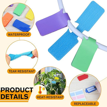 36Pcs Large Cable Labels - 8 Colors Reusable Write-On Wire Labels Tags, Cord Identification Labels for Electronics, with 40Pcs Label Stickers, Cable Management for Home, Office, Rectangle