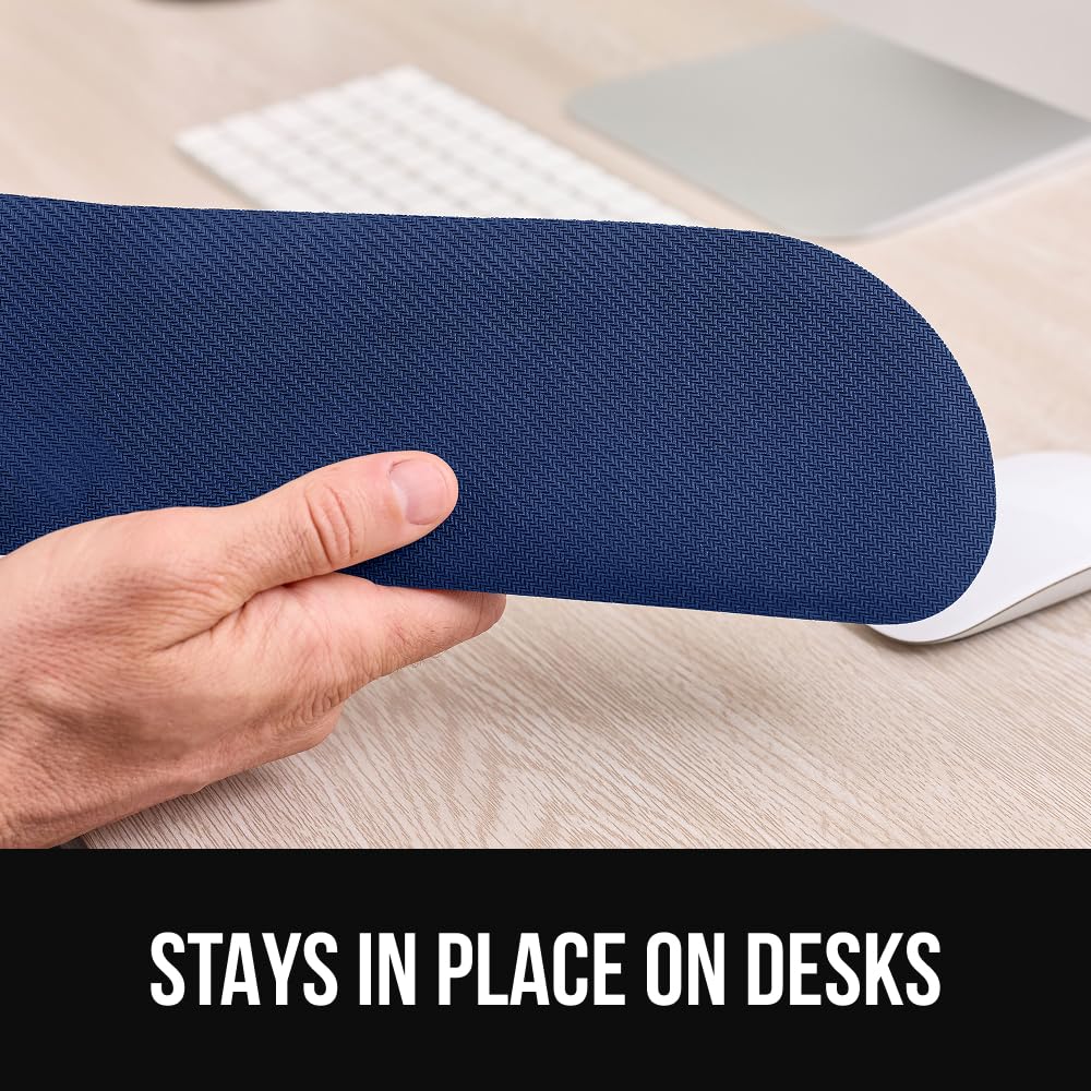 GORILLA GRIP Silky Memory Foam Keyboard Wrist Rest and Mouse Pad for Computer, Ergonomic Typing Support, Desk Office Supplies Gaming Accessories, Hand & Arm Mousepad Cushions and Coaster Set Navy Blue