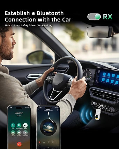 Bluetooth Wireless Audio Transmitter/Receiver, 20+ Hours Playtime,Supports 2 AirPods Headphones, Audio Adapter with Screen for Airplane, Marine, Travel, Speaker