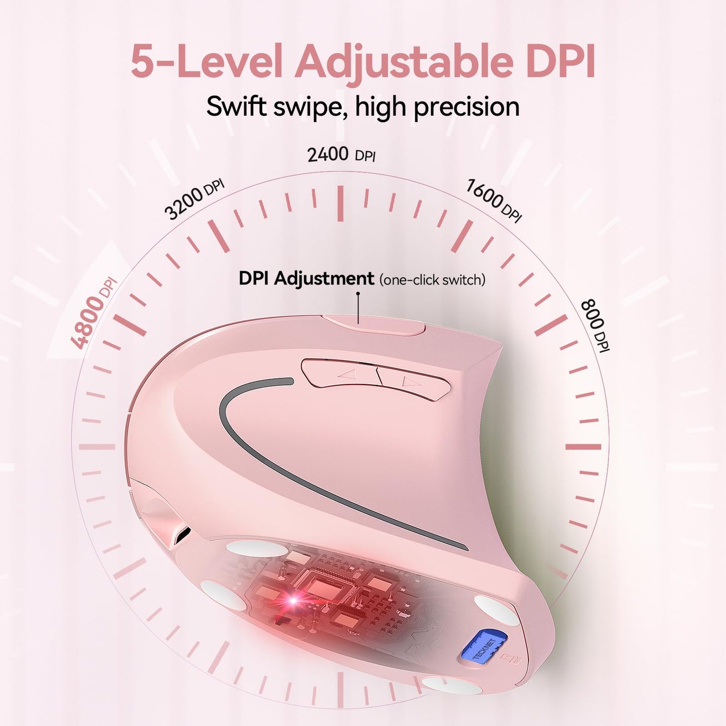 TECKNET Wireless Ergonomic Mouse, Rechargeable Wireless Vertical Mouse