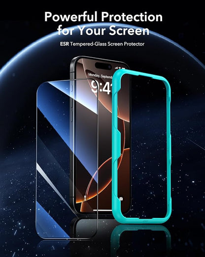 ESR 3 Pack for iPhone 16 Pro Screen Protector, [9H Hardness] [Military Grade Shatterproof] Tempered Glass Film with Easy Installation Tool, HD Clear, Scratch Resistant