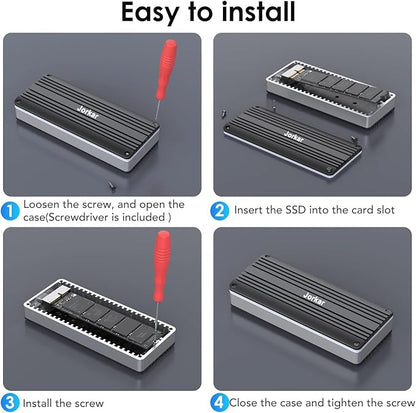 External SSD Enclosure USB-C 3.2 for 12+16 Pin MacBook SSD, Hard Drive Reader for A1466 A1465 A1502 A1398 SSD Mac Air/Pro mid 2013-2017, Portable Aluminum SSD Case with Indicator