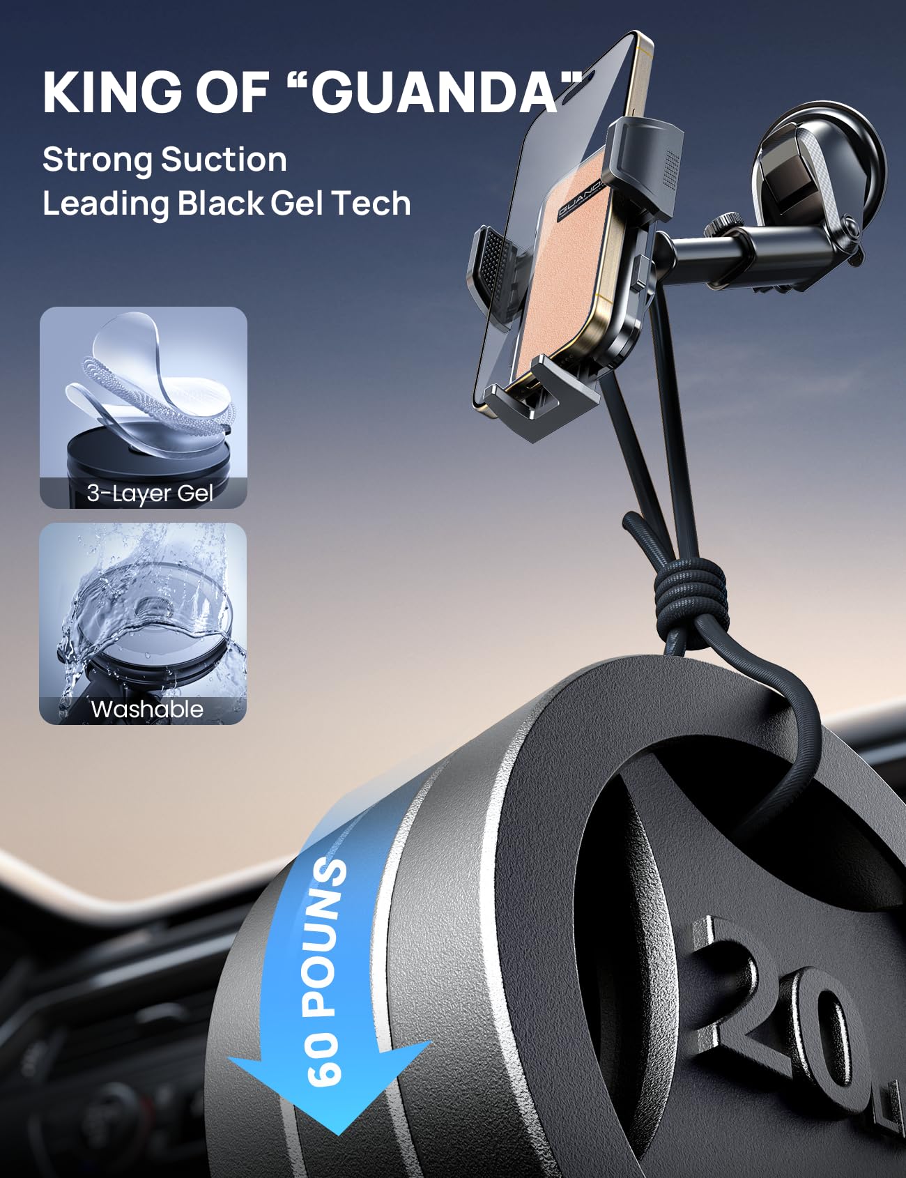 2026 Ultimate Car Phone Holder Mount (+Air Vent Clip) [Military Grade Stable], 360° Rotatable Suction Cup Car Phone Mount for Dashboard Windshield,Truck Cradle Stand for iPhone 17 16 Pro Max Samsung