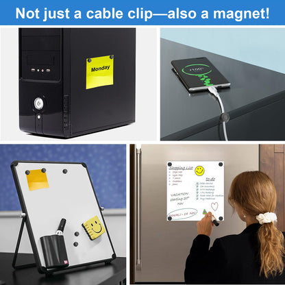 Wanheart Magnetic Cable Management, Cord Holder for Desk, 2 Sizes (4.2mm & 5mm), Multipurpose Magnetic Wire Clips for Lightning, USB-C, Micro Cables – Stick to Metal, Wood, or Glass (Basic Set)