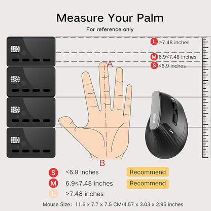 Vertical Mouse Wireless,Bluetooth Mouse with BT5.0/4.0/2.4G, Rechargeable with Battery Indicator,Ergonomic Design for Comfort and Reduced Wrist Strain, Ideal for Home,Office Use,Black