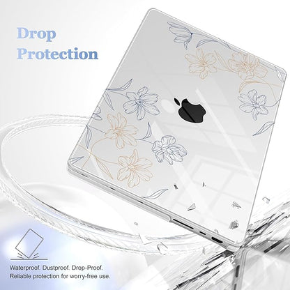 for MacBook Pro 16 inch Case 2021 2022 2023 2024 Release A3186 A3403 M4 A2991 M3 A2780 M2 A2485 M1 Pro/Max, Hard Shell Case with Screen Protector & Keyboard Cover, Floral