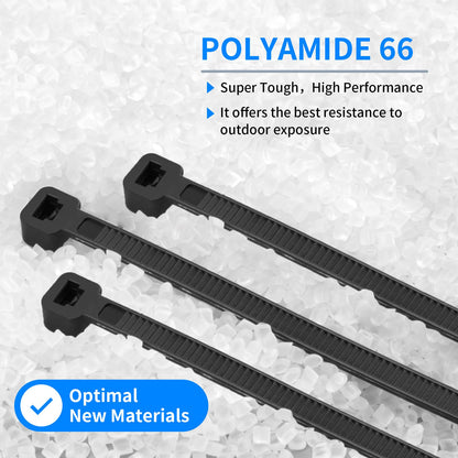 MasiStranth 800 PCS Black Zip Ties Assorted Sizes 8+12+14+18 Inch Self-locking Nylon Cable ties Heavy Duty Outdoor, UV Resistant Wire Straps for Home Office Garden Workshop Indoor Outdoor Fence