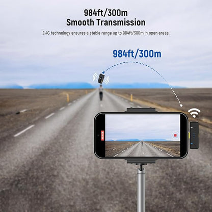 NEEWER KM15 Wireless Lavalier Microphone System Compatible with iPhone Android Phone PC Computer, Mini USB C Noise Cancelling Lapel Mic, 300m Range 48KHz/24Bit 9H Battery for Video Recording Streaming