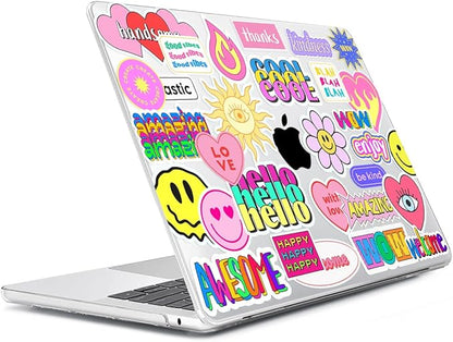 Compatible with MacBook Air 13 inch Case 2025 2024-2022 M4 A3240 M3 A3113 M2 A2681, Plastic Hard Shell&Keyboard Cover&Screen Film&Webcam Cover for MacBook Air 13.6 inch Case, Trendy Patches