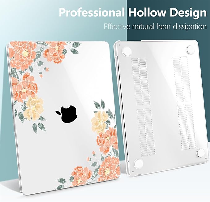 TWOLSKOO Compatible with M4 MacBook Air 13.6 inch Case 2025-2022 Release M4 A3240 M3 A3113 M2 A2681, Plastic Hard Shell & Keyboard Cover & Type C Adapter & Screen Protector, Vintage Roses