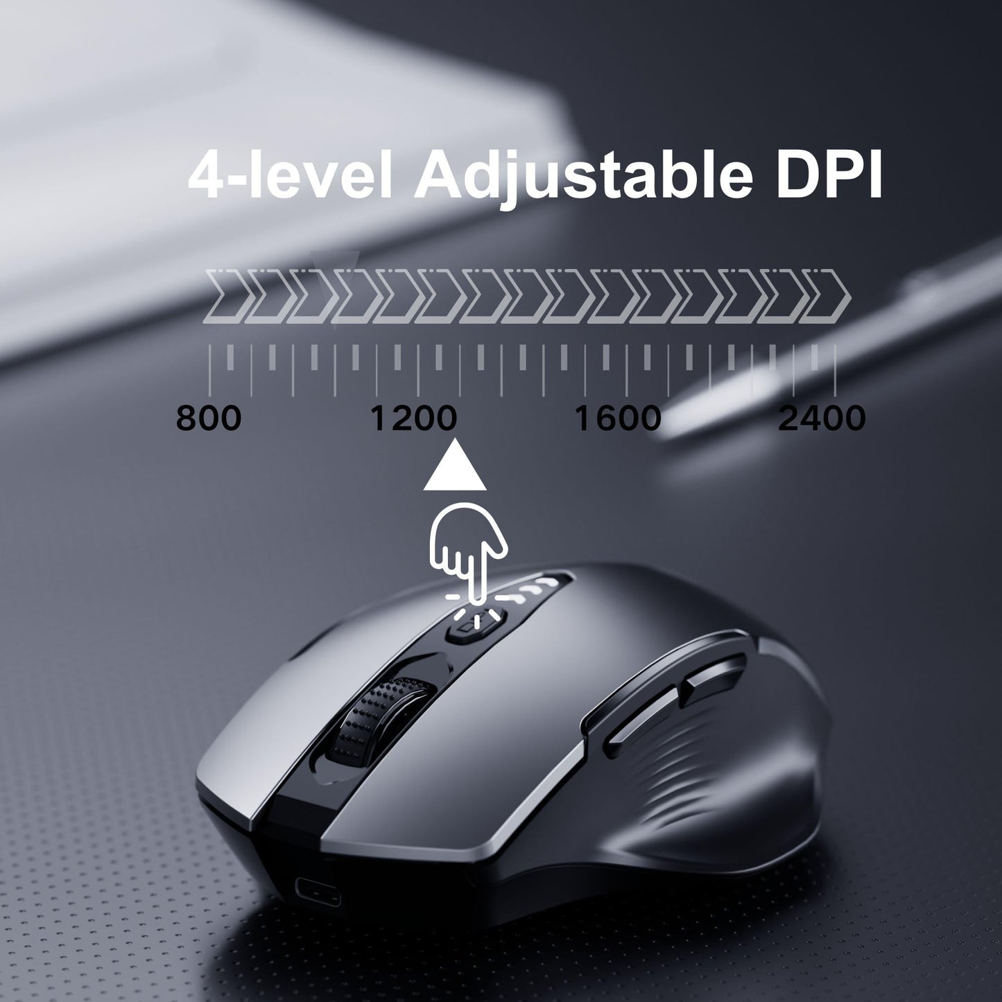 Uineer Wireless Mouse, 2.4GHz Rechargeable Computer Mouse, Battery Display