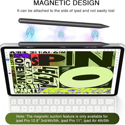 Pen for iPad 2018-2025, HATOKU 15 Mins Fast Charging Pencil 1st Gen with Tilt & Palm Rejection Compatible with iPad Air 3/4/5/M2/M3, iPad mini 5/6, iPad 6/7/8/9/10/11, iPad Pro 11"/12.9"/M4 (Black)