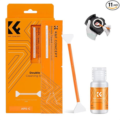 K&F Concept 16mm APS-C Sensor Cleaning Kit, Mirrorless Digital Camera Lens Cleaner Kit - 20ml Sensor Cleaner & 10 X Double-Tipped Sensor Cleaning Swabs for APS-C Type CMOS & CCD Sensors