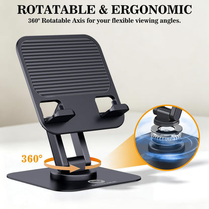 OCYCLONE iPad Stand, 360° Rotating iPad Tablet Stand Holder for Desk, Black