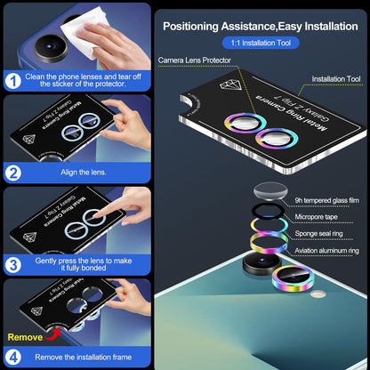 Avocase for Samsung Galaxy Z Flip 7 Camera Lens Protector, Individual Metal Ring Tempered Glass Lens Cover, [Strong Adsorption] Scratch Resistant Ultra-Thin HD Clear Lens Cover, 1 Set-Colorful