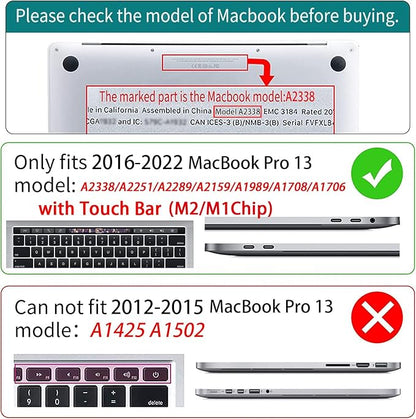 Teryeefi Compatible with M2 M1 MacBook Pro 13 inch Case Touch Bar A2338 A2251 A2289 A2159 A1989 A1706 A1708 (Release 2016-2022),Protective Slim Cover+Keyboard Cover-Colorful Peonies
