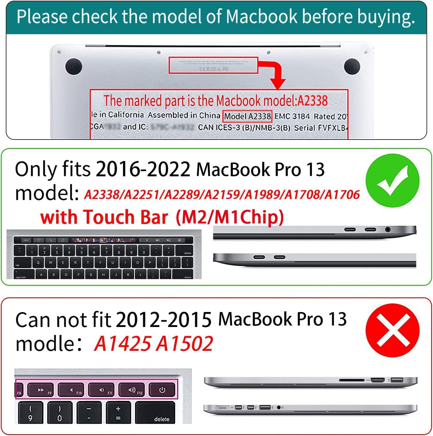 Teryeefi Compatible with M2 M1 MacBook Pro 13 inch Case A2338 A2251 A2289 A2159 A1989 A1706 A1708 (Release 2016-2020 2022),Protective Slim Cover+Keyboard Cover for MacBook Pro 13 Touch Bar, Art Floral