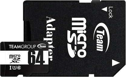 TEAMGROUP Micro 64GB x 5 Pack UHS-I U1 Class 10 SDHC SDXC Read Speed up to 100MB/s High Speed Flash Meomry Card with Adapter for Camera, Surveillance, Full HD Shooting TUSDX64GCL10U63