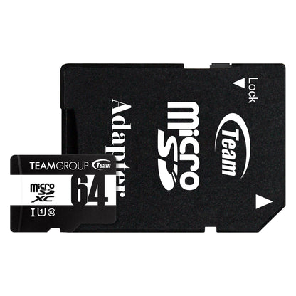 TEAMGROUP Micro 64GB 5 Pack UHS-I U1 Class 10 SDHC SDXC Read Speed up to 100MB/s High Speed Flash Meomry Card with Adapter for Camera, Surveillance, Full HD Shooting TUSDX64GCL10U63