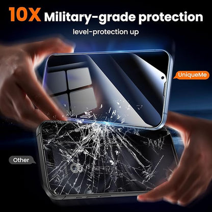 UniqueMe for iPhone 13/13 Pro / 14 Privacy Screen Protector - [Military Grade Shatterproof & 9H+ Hardness] Screen Protector 14 Tempered Glass Full Coverage Protection, Easy to install, 2 Packs