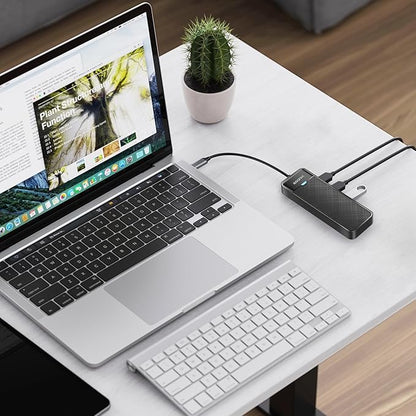 iDsonix USB 3.0 Hub USB C Splitter 5Gbps Data Transfer Ultra-Slim Extender for Desktop, Laptop, Xbox, Flash Drive, HDD, Console, Printer, PC, Keyboards, Mouse [Charging Not Supported] (0.5ft Cable)