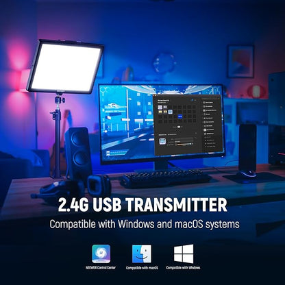 NEEWER 15.5" LED Streaming Key Light, Clamp on Desk Panel Video Lighting for Gaming Recording Zoom Call, CRI97+, 2.4G PC/Mac iOS/Android APP Control, Compatible with Elgato Stream Deck, GL1 PRO Black