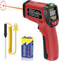 Infrared Thermometer Gun, Gedaye Laser Temperature with IR Pointer 13:1, Meat Temp Gun with Metal Probe, Adjustable Emissivity, -58℉ to 1076℉, Heat Thermometer for Cooking Pizza Oven Grill Fridge BBQ