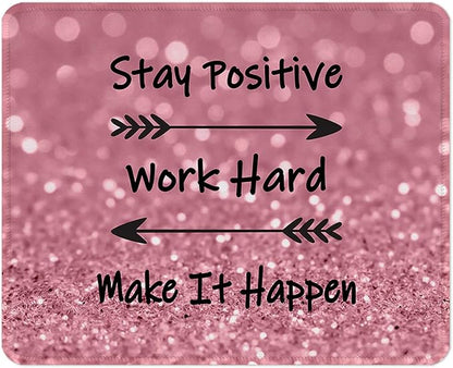ITNRSIIET Mouse Pad with Stitched Edge Premium Textured Smooth Precise Operation Waterproof Washable Non-Slip Rubber Base Desktop Protection Mat, 10.2×8.3×0.12 inches, Pretty Inspirational Quotes