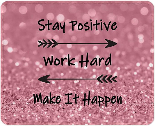 ITNRSIIET Mouse Pad with Stitched Edge Premium Textured Smooth Precise Operation Waterproof Washable Non-Slip Rubber Base Desktop Protection Mat, 10.2×8.3×0.12 inches, Pretty Inspirational Quotes