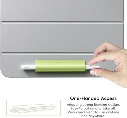 ELETIUO Silicone Pencil Holder Sleeve,Compatible with Apple Pencil (USB-C),Apple Pencil 1st/ 2nd Generation,Strong Adhesive Sticky Attached to iPad Case for Stylus Pens,Green