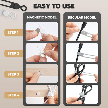 24pcs Silicone Cable Ties, Magnetic Data Cable Organizers Reusable Cable Ties Wire Organizer Adjustable Fastening Cable Straps Magnetic Silicone Cable Straps Cord Organizer for Bundling Earphone