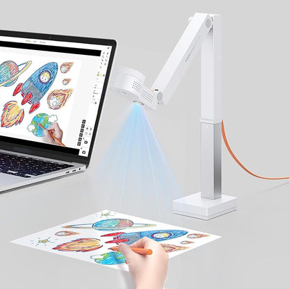 CZUR Fancy S Pro USB Document Camera for Teacher, 12MP 4K Webcam with Microphone and LED Light, Up to 60fps, Auto Focus, for Remote Teaching, Web Conference, for Mac and Windows, White