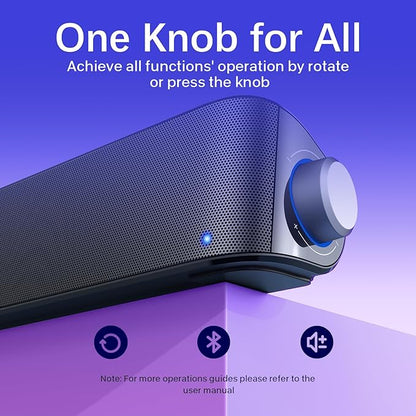 Computer Speakers, HiFi Sound Quality Computer Sound Bar, USB Powered PC Speakers, Bluetooth 5.0 and 3.5mm Aux-in Computer Speakers for Desktop, Laptops, PCs, Phones, Tablets, Xbox, Gaming Speakers