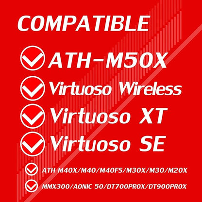 Protective Headband Cover for ATH M Series & Virtuoso - Compatible with Virtuoso XT, SE, Wireless, M50X, M50XBT, M50, M40X & More (Black Breathable Mesh Fabric)