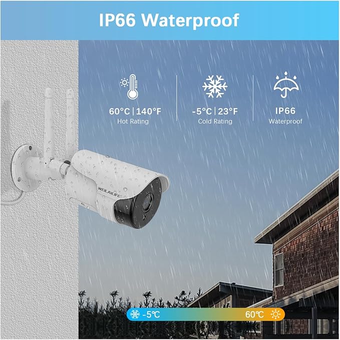 WEILAILIFE 【2-Way Audio】 5MP Outdoor Wireless Security Camera System, WiFi Video Surveillance, Wireless Surveillance Camera System