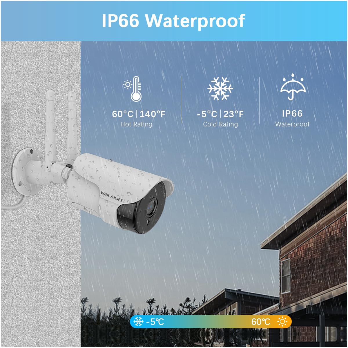 WEILAILIFE 【2-Way Audio & Dual Antenna Enhanced】 90ft Night Vision Outdoor Wireless Security Camera System, Wireless Surveillance Camera System, WiFi Video Surveillance, Home Security Cameras