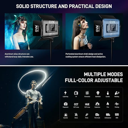 GVM RGB LED Video Light with Lighting Kits, 680RS 50W Led Panel Light with Bluetooth Control, 2 Packs Photography Lighting for YouTube Studio, Video Shooting, Gaming, Streaming, Conference