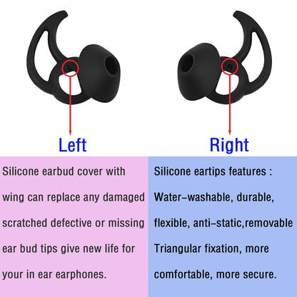 WKYMY Earbud Replacement Tips Silicone Earbud Tips Ear Bud Covers Compatible with Bose Quietcomfort and Sport Headphone Ear Tips 3 Pairs S M L Black