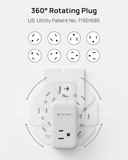 TROND Multi Plug Outlet Extender 2 Pack, 3 Way Outlet Splitter with 360 Rotating Plug, PD 20W USB C Charger Station, Sideways Adapter for Kitchen Bathroom Cruise Ship Travel Essentials