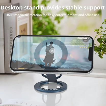 RESPECTED BRO-Magnetic-Phone-Ring-Holder with Dual Rings, Compatible with iPhone 16/15/14/13/12, Multifunctional Stand for Desk,Office,Gym,Kitchen & All Metal Surfaces, Finger Loop Grip (Dark Blue)
