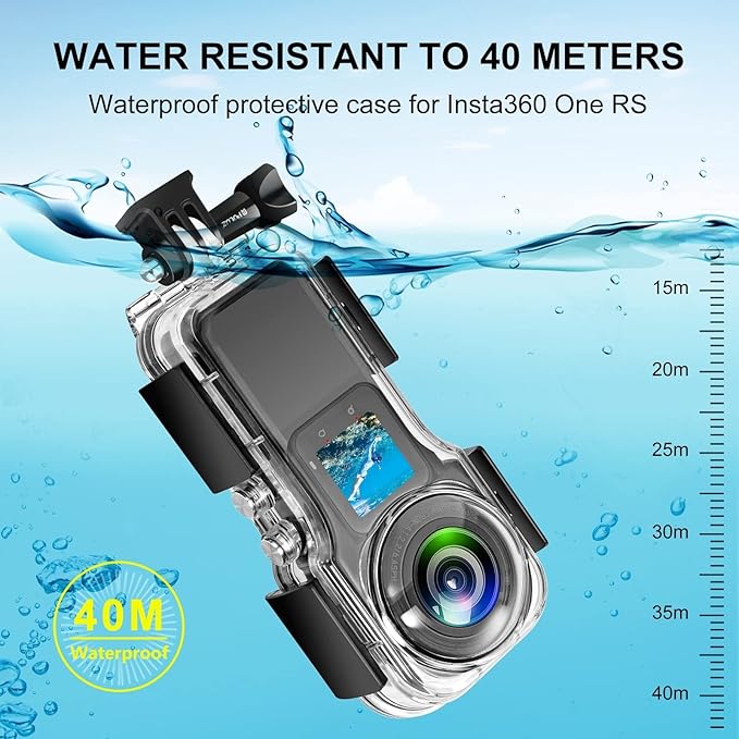 PULUZ 40m/131ft Dive Case for Insta360 One RS 1-Inch 360 Edition - Underwater Waterproof Housing Cover with PC Shell - Essential Camera Accessories