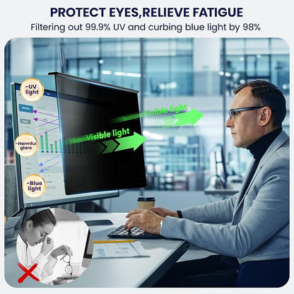 Magnetic Privacy Screen for Frameless Computer Monitor 23 Inch 16:9 Aspect Ratio,Hanging Blue Light Screen Protector Eye Protection Anti-Spy Shield, 23in Removable Privacy Filter