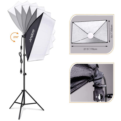 Andoer Studio Photography Light kit Softbox Lighting Set with 85W 2800K-5700K Bi-Color Temperature LED Light * 2 + 50x70cm Softbox * 2 + 2M Light Stand * 2 + Remote Control * 2 + Carry Bag * 1