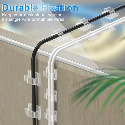 XHF 3/4” Adhesive Cable Wire Clips Clear 120pcs, Cable Staples Outdoor Cable Management Wire Organizer Cord Holder for Under Desk, Car, Wall, TV PC Ethernet Cable WCL7-clear-120p