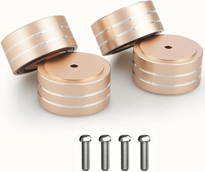 Tertullus 4 Pcs Speaker Feet Isolation 40x20mm Turntable Feet Aluminum Platform Speaker Spike Stand Floor Protectors Dampening Pad with Rubber Ring for Hi-fi Equipments