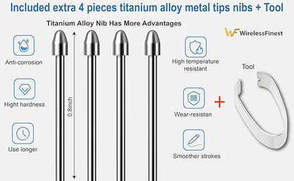 No Worn Out Titanium Alloy Metal Remarkable 2 Pen Tips Replacement Compatible Nibs for Remarkable 2 1 Marker Plus Pencil Kindle Scribe Basic & Premium Stylus Digital Pen Fine Tip, Smooth Ballpoint Nib