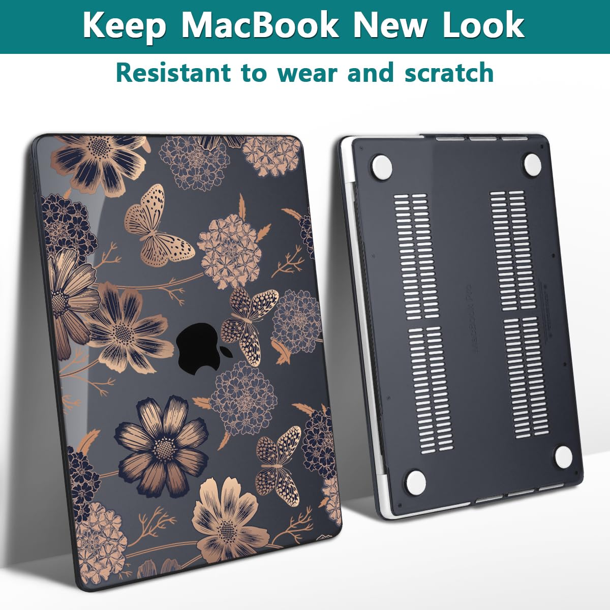 Teryeefi Case for MacBook Pro 14 Inch M5 M4 M3 M2 M1 (2021-2025 2026) Model A3427/A3426/A3434/A3112/A3401/A3185/A2918/A2992/A2779/A2442, Flower & Butterfly