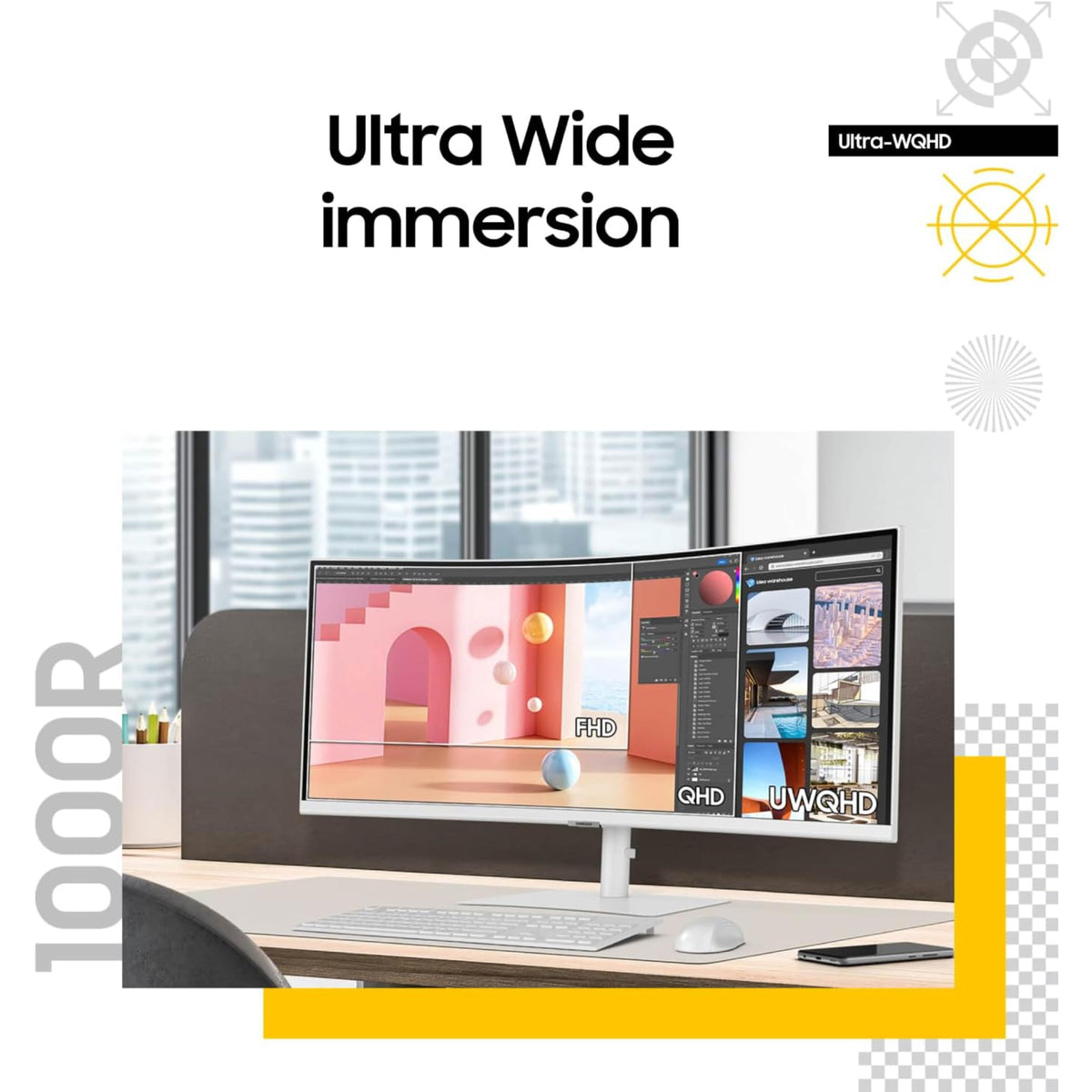 Samsung 34” ViewFinity (S65TC) Ultra-WQHD 1000R Curved Computer Monitor