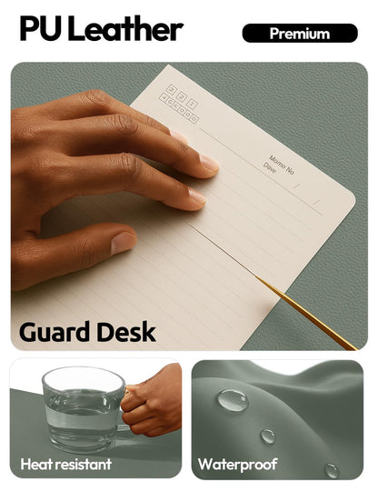 YSAGi Leather Desk Protector, Office Mat, Large Mouse Mat, Non-Slip PU Leather Blotter, Laptop Desk Pad, Waterproof Writing Pad for Office and Home (Dark Green, 35.4" x 17")